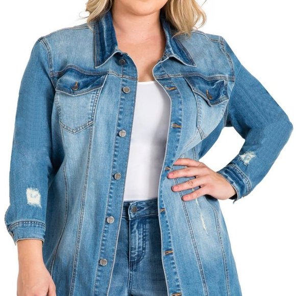 standards & Practices Jackets & Blazers - STANDARDS PRACTICES Margot Longline Denim Jacket